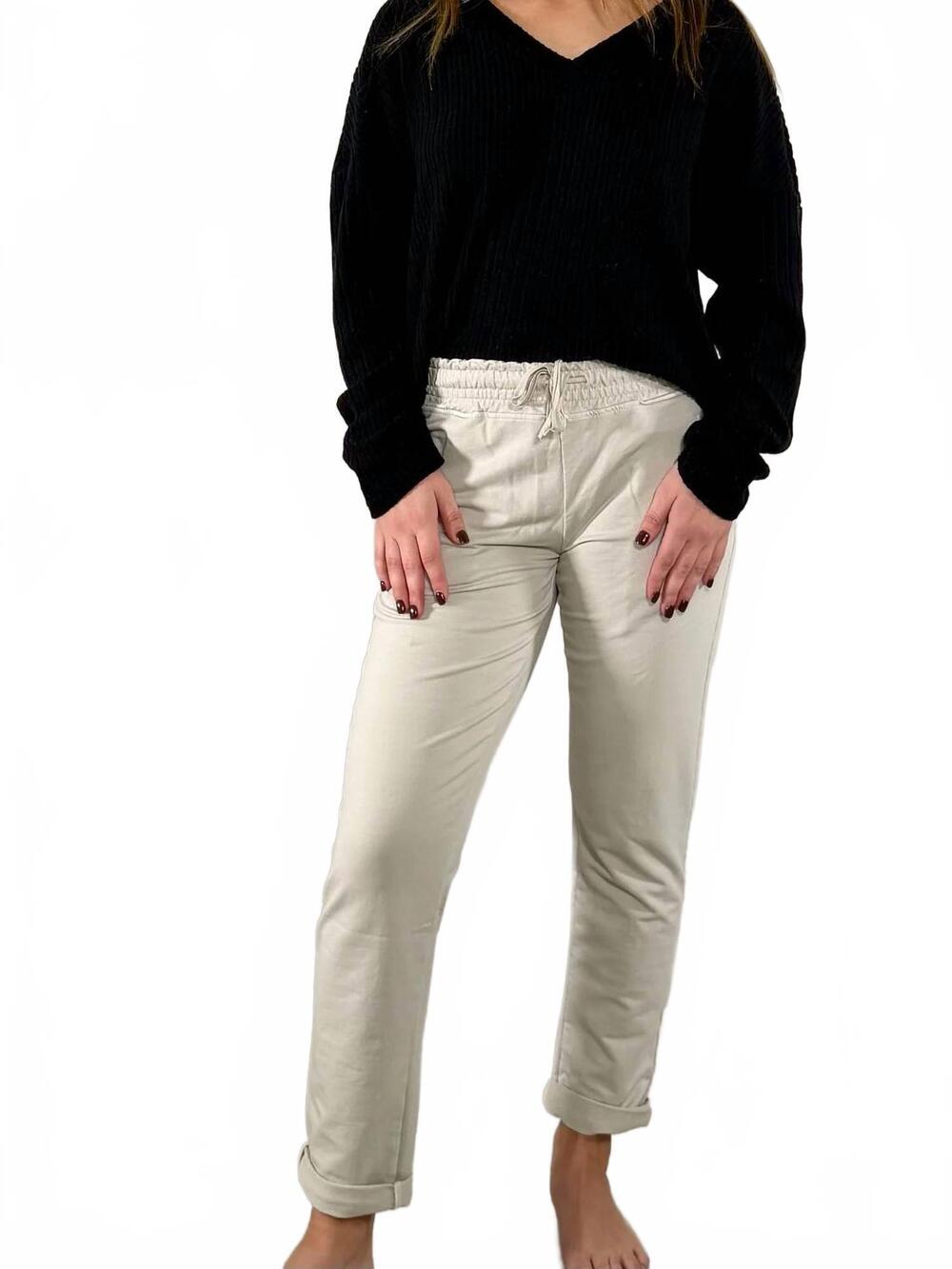 NEW MILIO MILANO go-anywhere zipper jogger in beige
